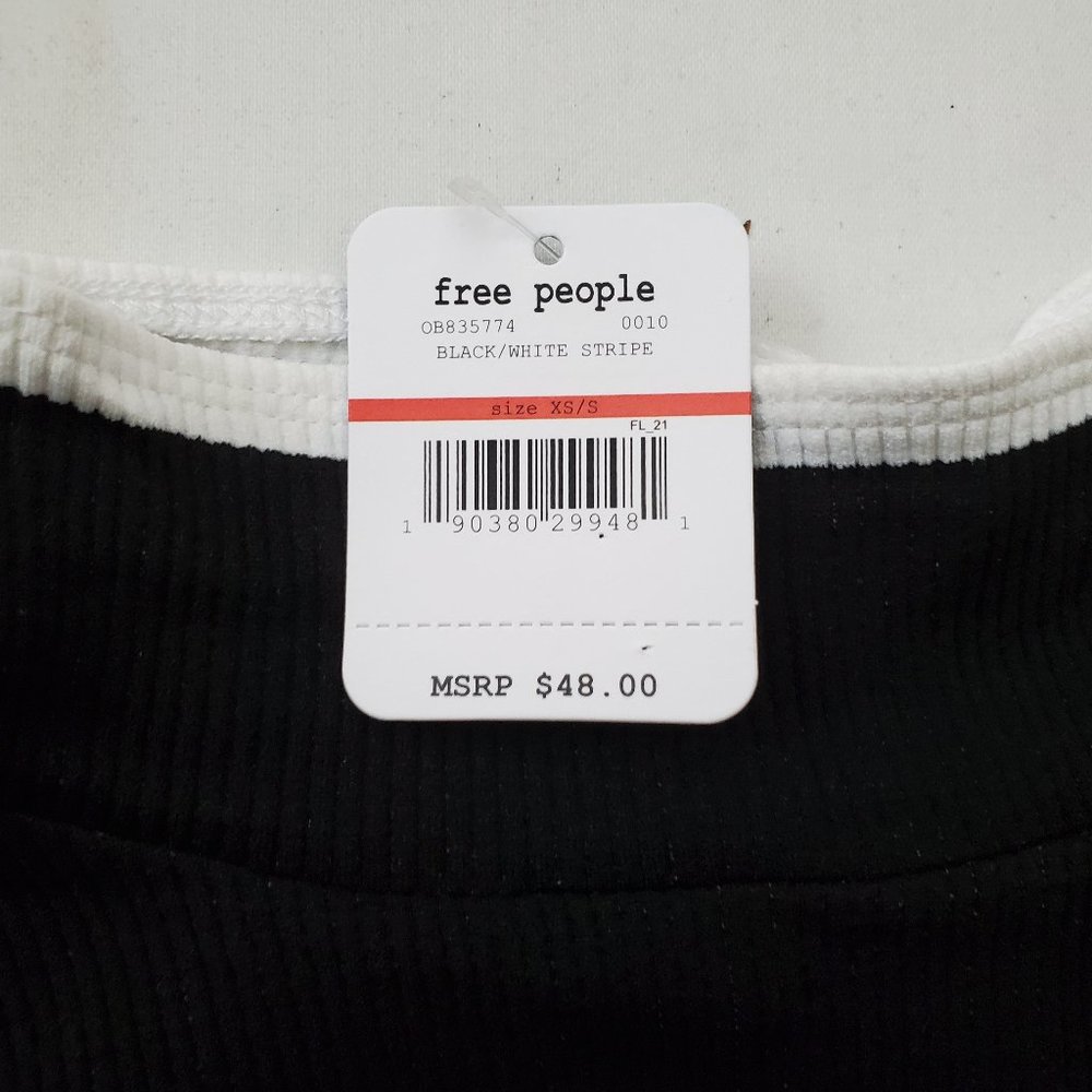 FREE PEOPLE HIGH FIVE STRIPED MOCK NECK TOP - Picture 6 of 6